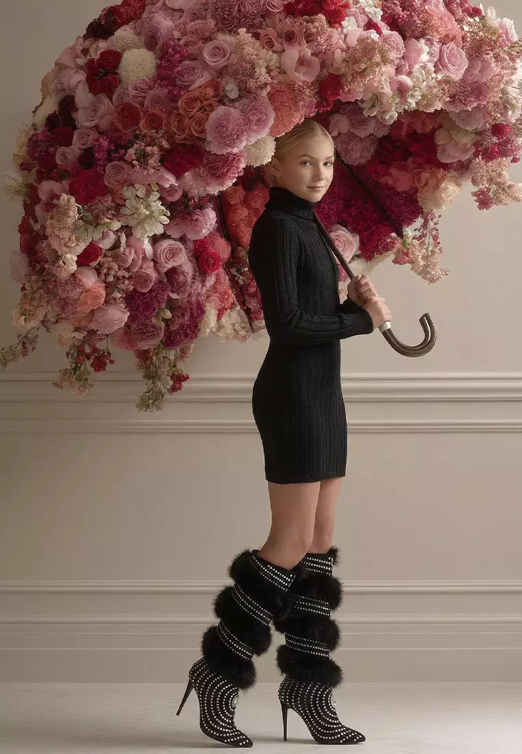 Roll Neck Bodycon Mini Dress In Black