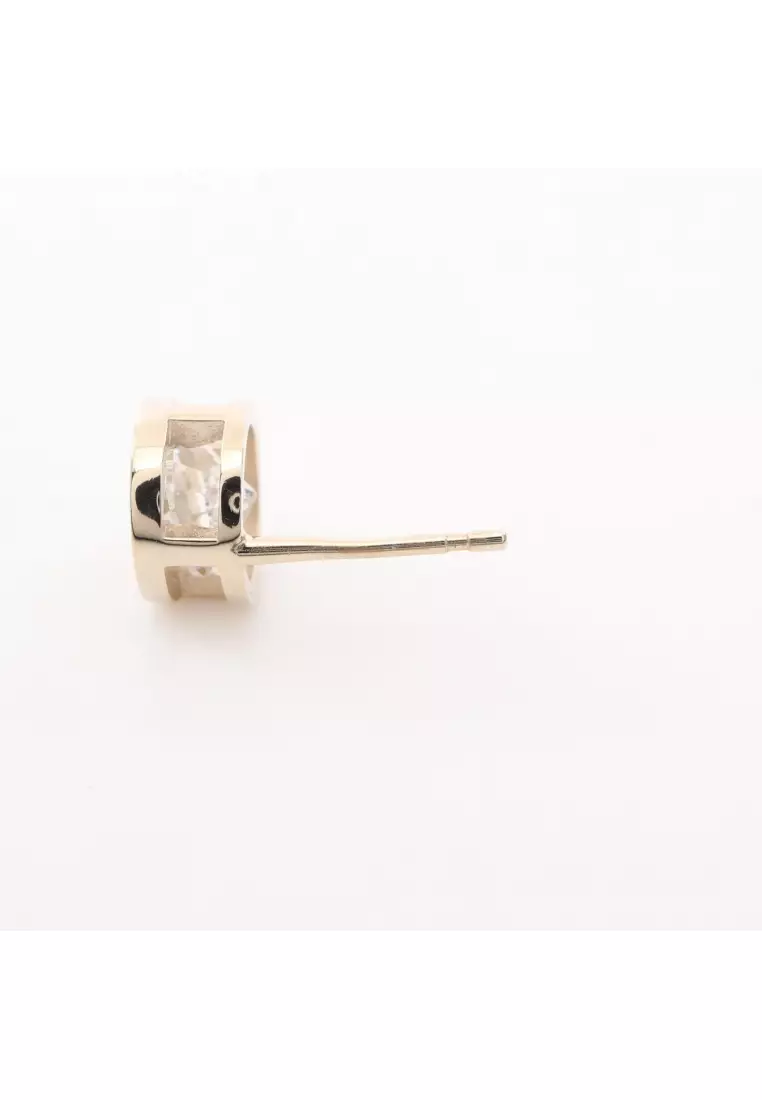 Pre-Loved Chanel coco mark earrings GP crystal gold clear B25V