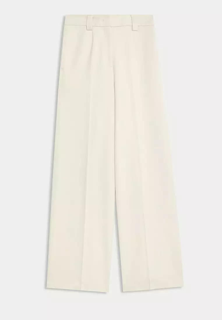 Crepe Tab Detail Wide Leg Trousers