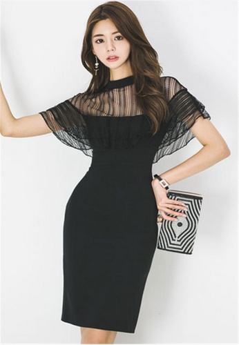 Buy Crystal Korea Fashion New Summer Temperament Slim Lace Stitching Dress 2021 Online Zalora Singapore