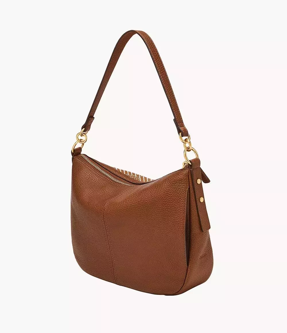Fossil Jolie Leather Crossbody Bag Saddle Woven Neutral Tas Selempang Wanita ZB11199-994