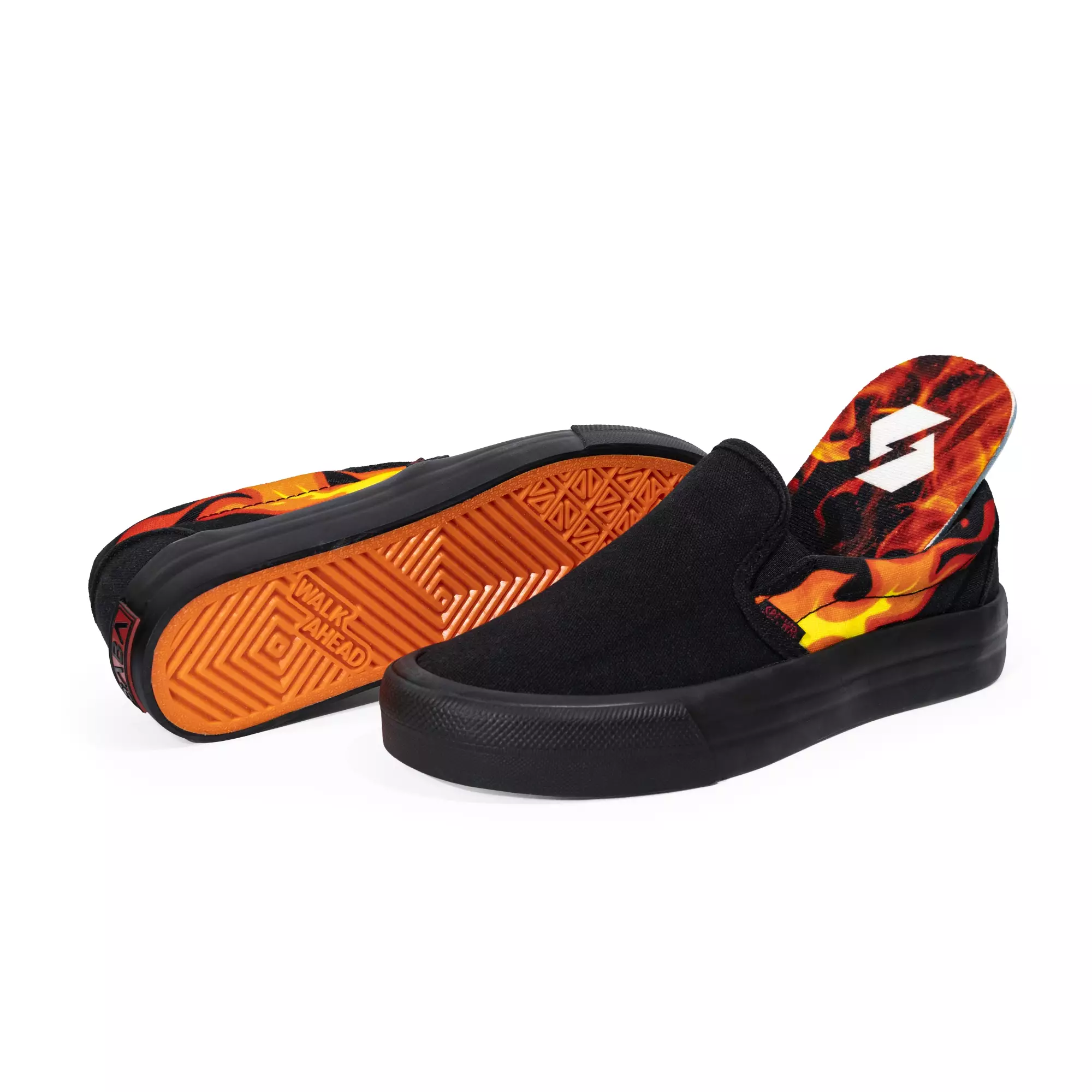 SABA Slip On Red Flame All Black - Sepatu Sneakers Casual Pria Wanita