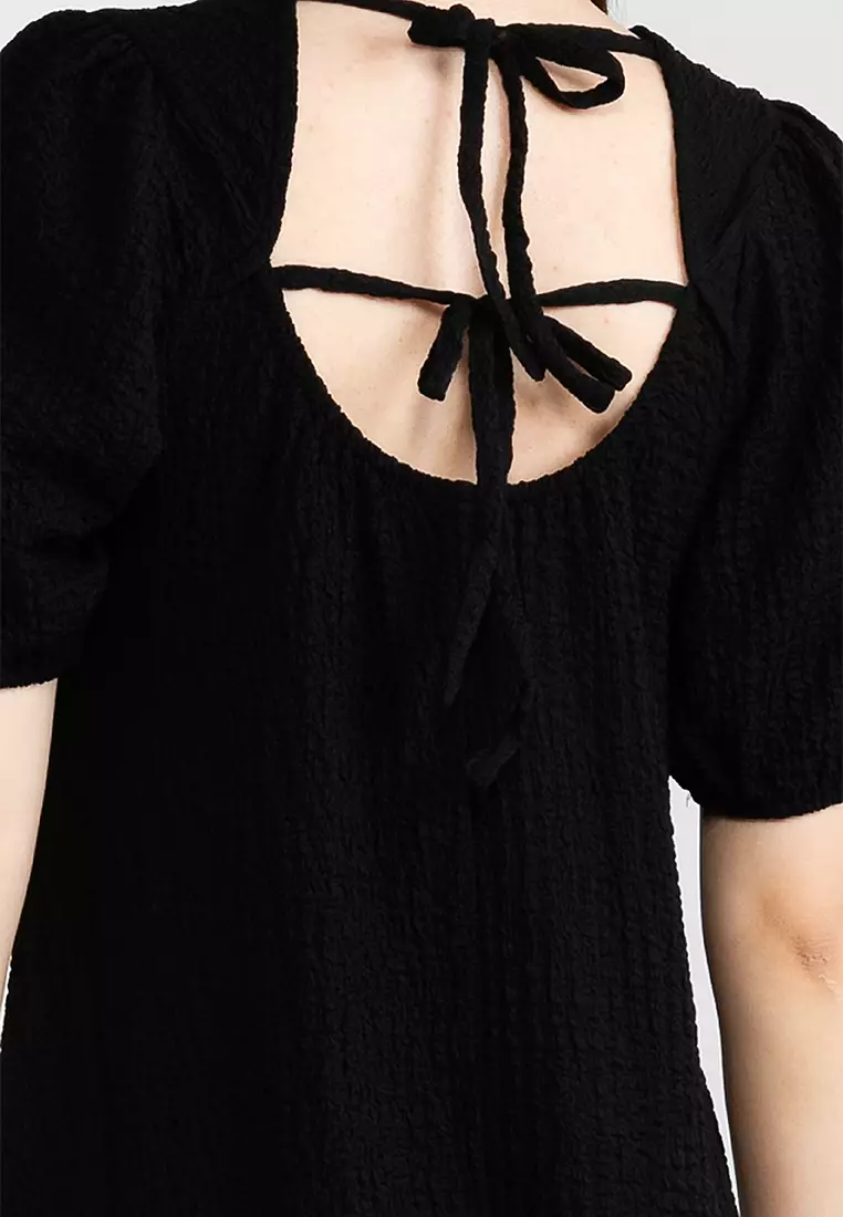 Penni Short Sleeves Open Back Midi Dress