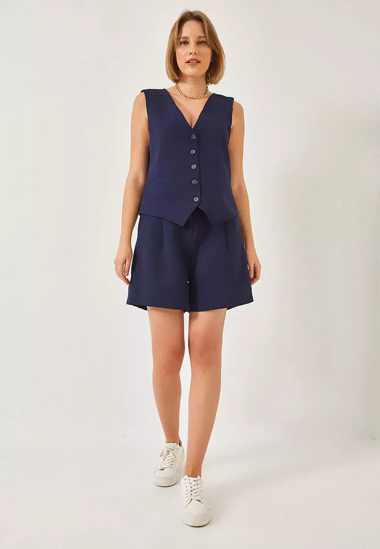 Women's V-Neck Vest Shorts Set 60316 60271017