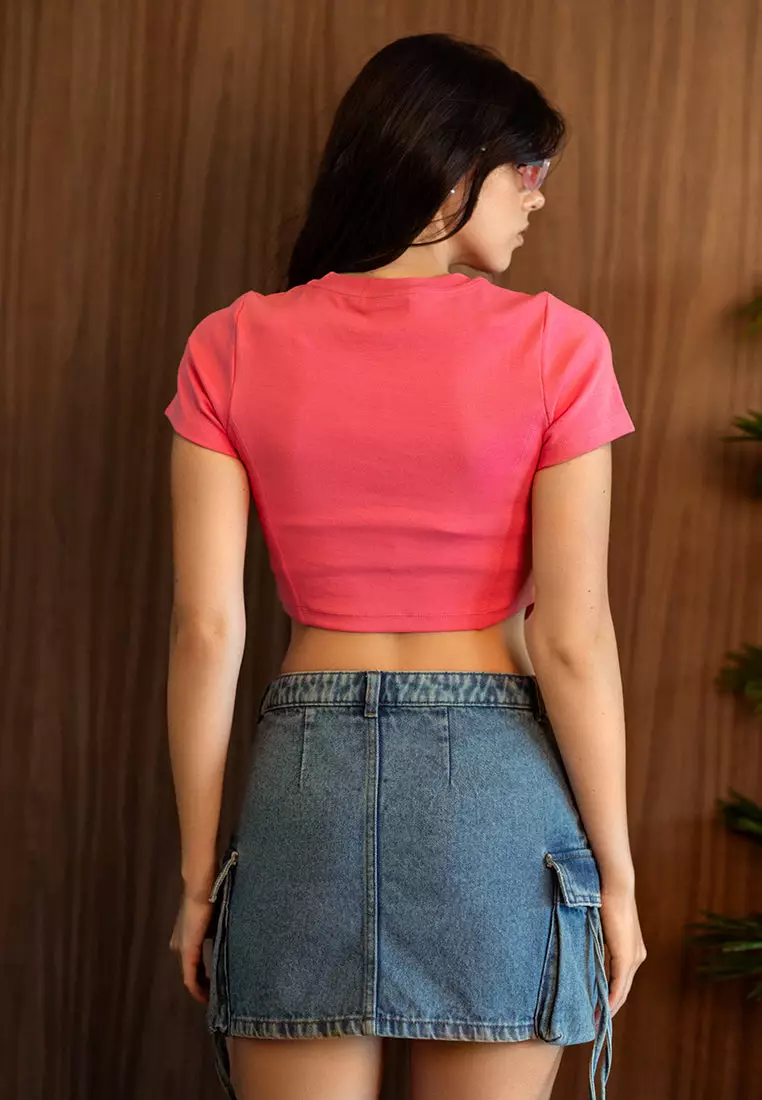 VIRGIO Cotton Stretch Pink Corset T-Shirt