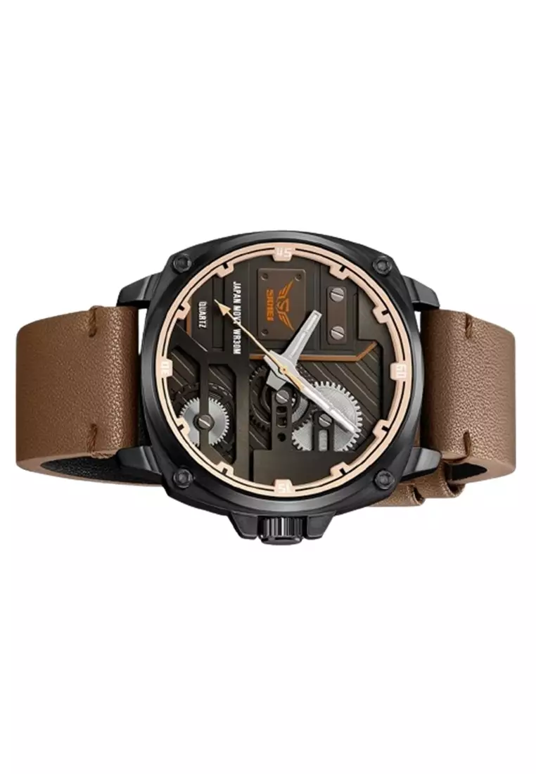 Jam Tangan Pria SKMEI 2289 Analog Leather Strap Anti Air ORIGINAL - Lighbrown
