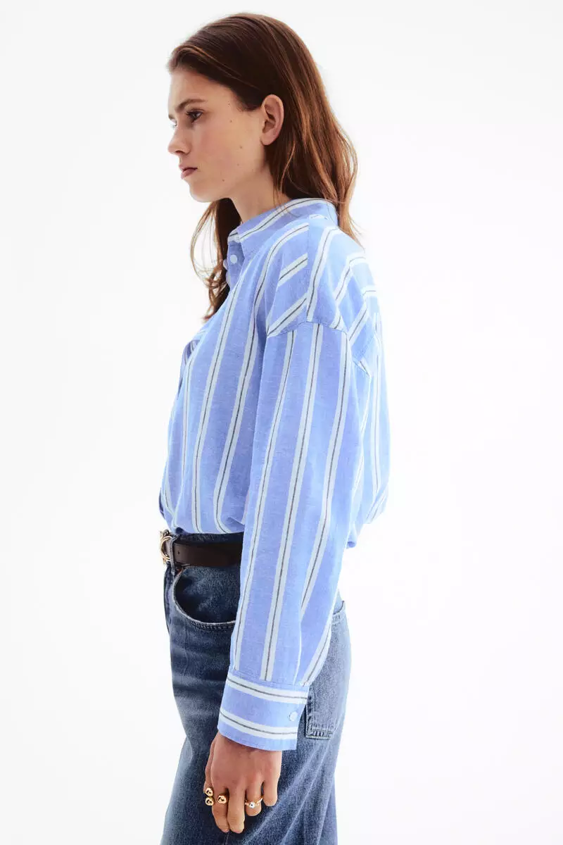 Oversized linen-blend shirt