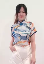 Orange White Printed Batik