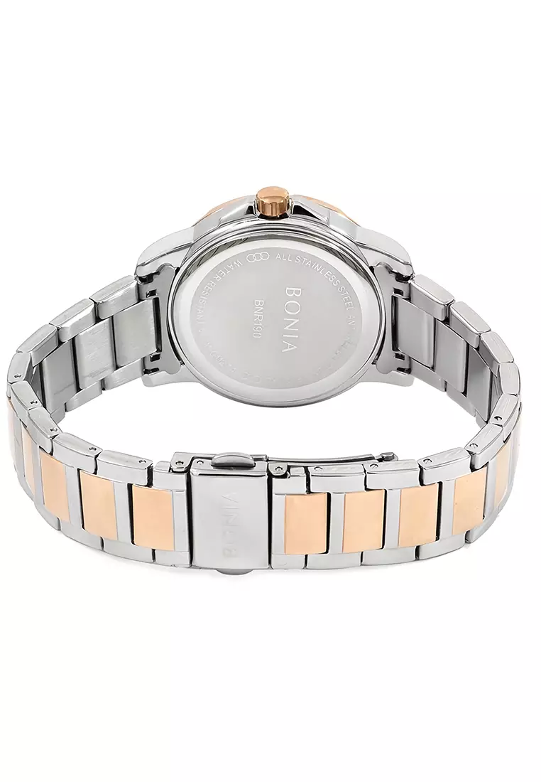 Bonia - Jam Tangan Wanita - Silver Rosegold - Stainless Steel Bracelet - BNR190-2653S