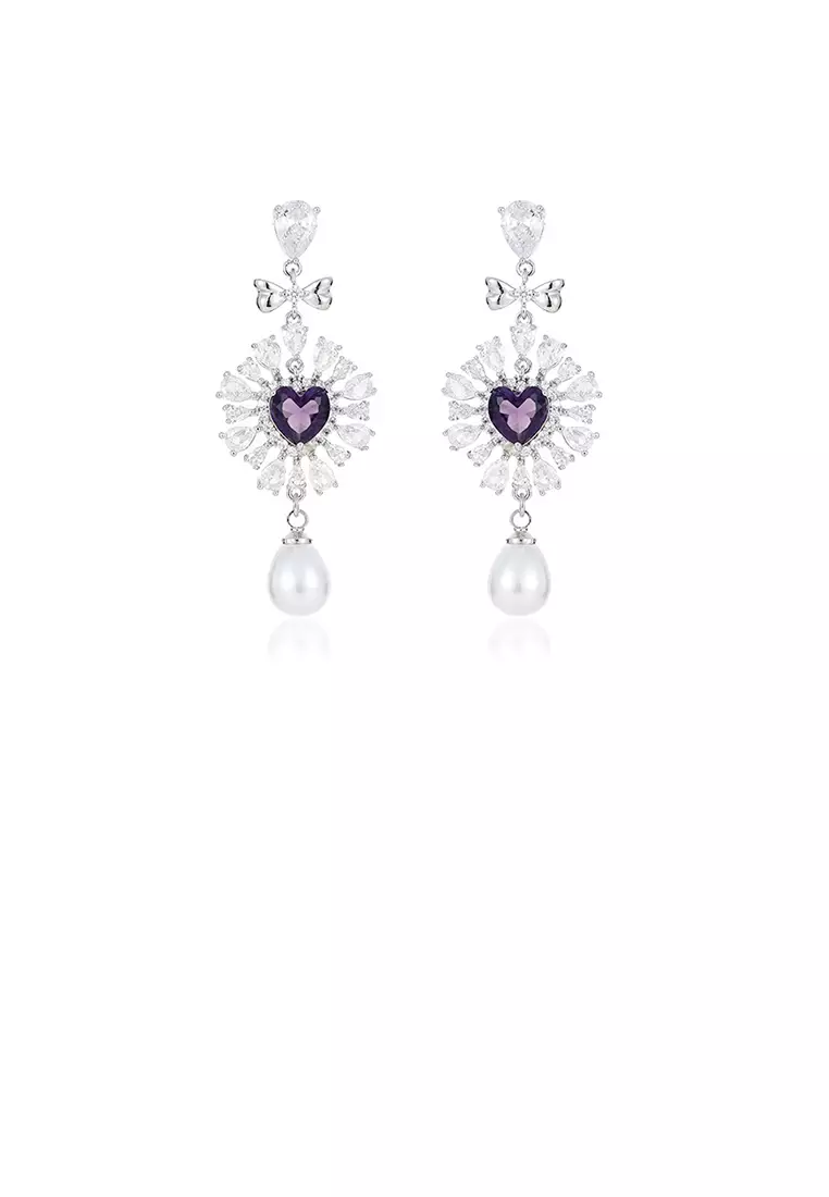 Buy Glamorousky Fashion and Elegant Purple Heart Water Drop
