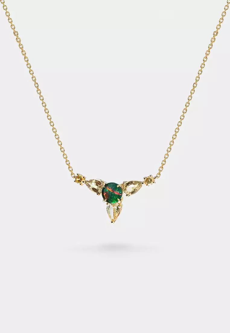 Cleo Yellow Trillium Ammolite Necklace