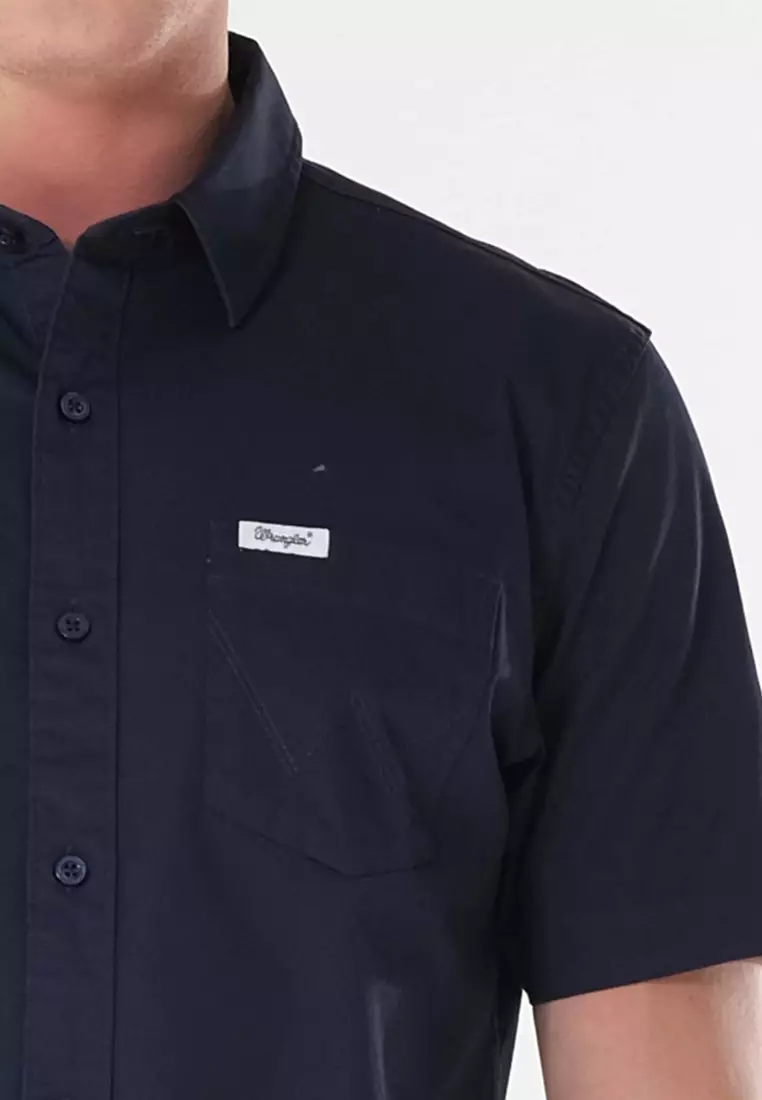 Button Down Short Sleeve Polo for Men in Navy Color