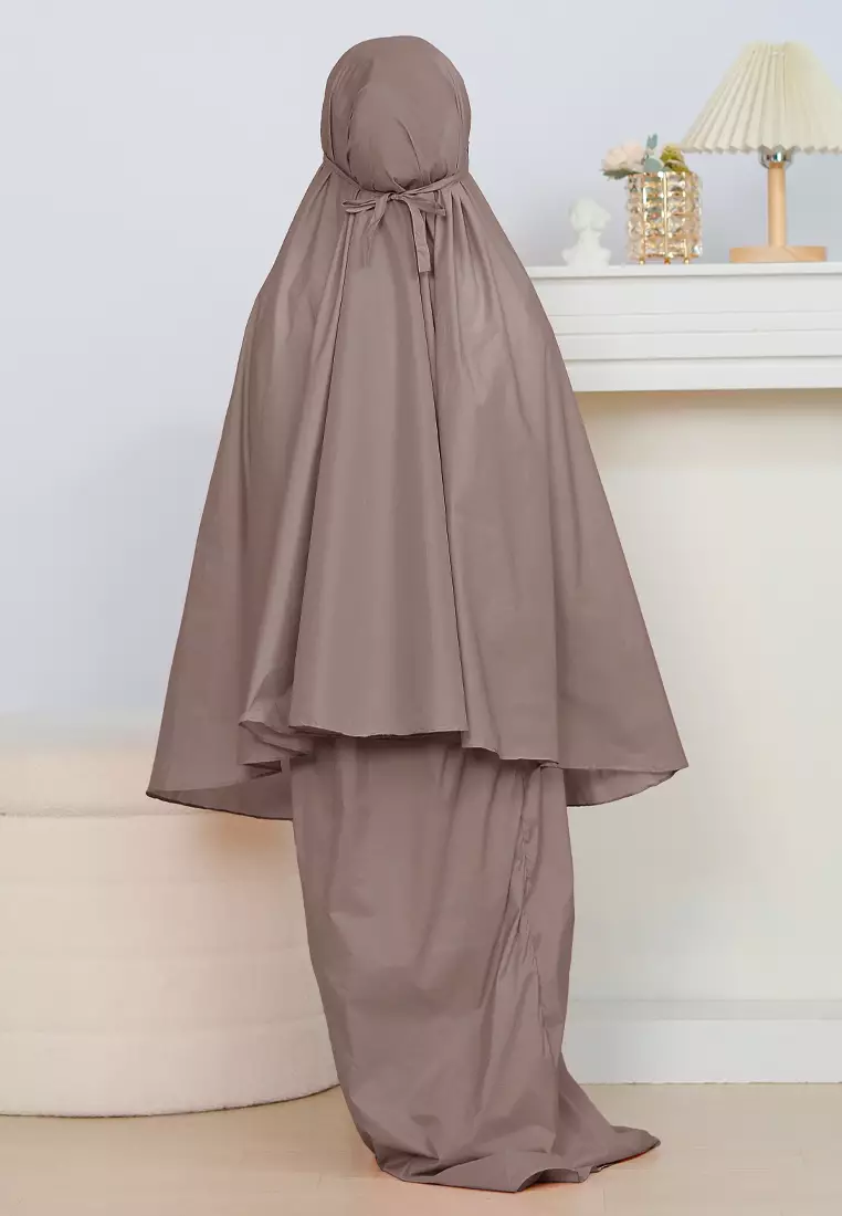 Zalwa Prayer Set | Mukena Travel Polos Resleting 2in1 | Mukena Anak - Wistful Mauve - TK
