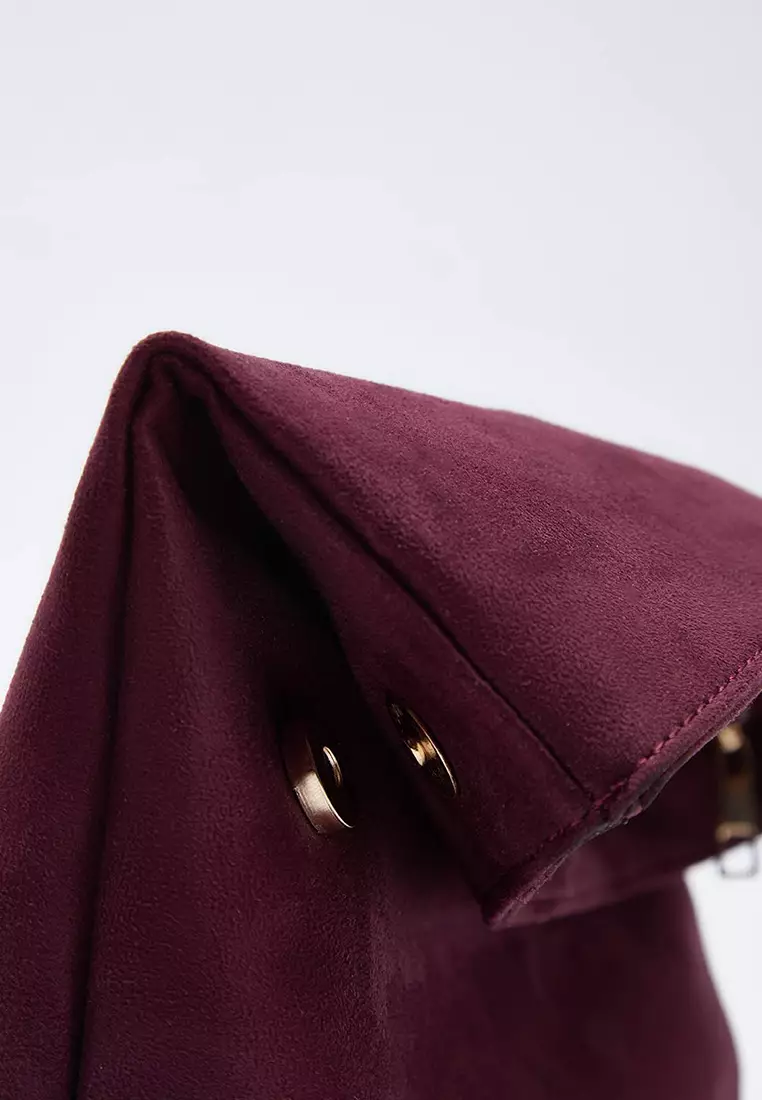 Suede-Look Clutch Bag