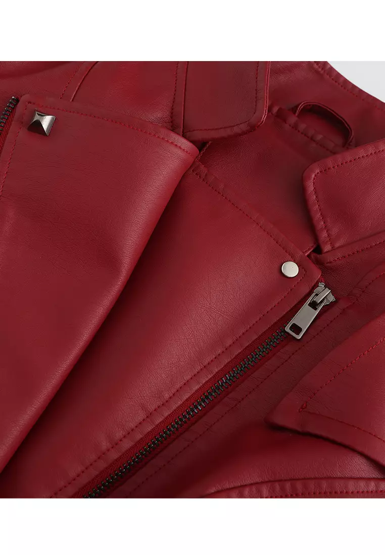 Cropped Faux Leather Jacket AD-D25