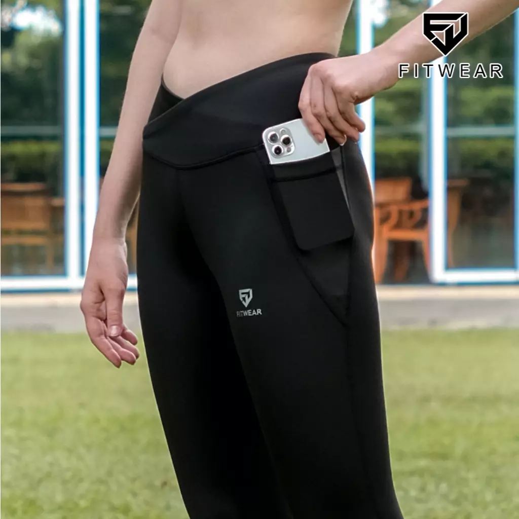 Fitwear - Legging Big Size Olahraga Wanita LAYLA ACTIVE 2 POCKET - BLACK V-WAIST