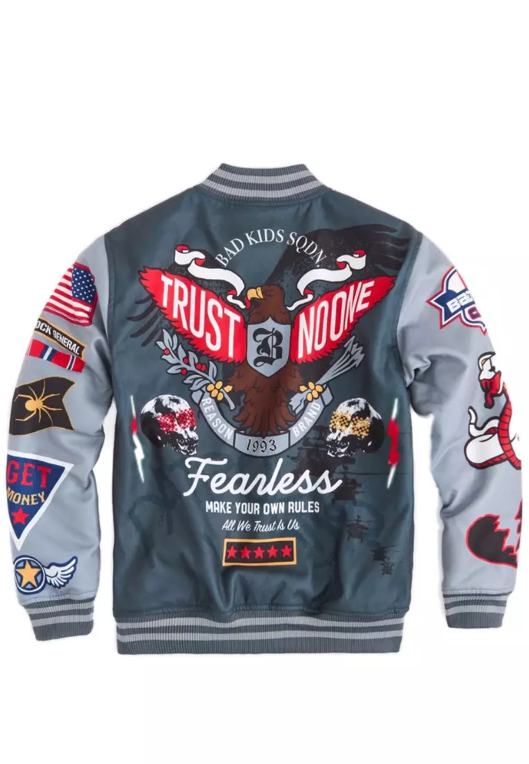 NYC Streetwear - Fearless Varsity Jacket - Grey