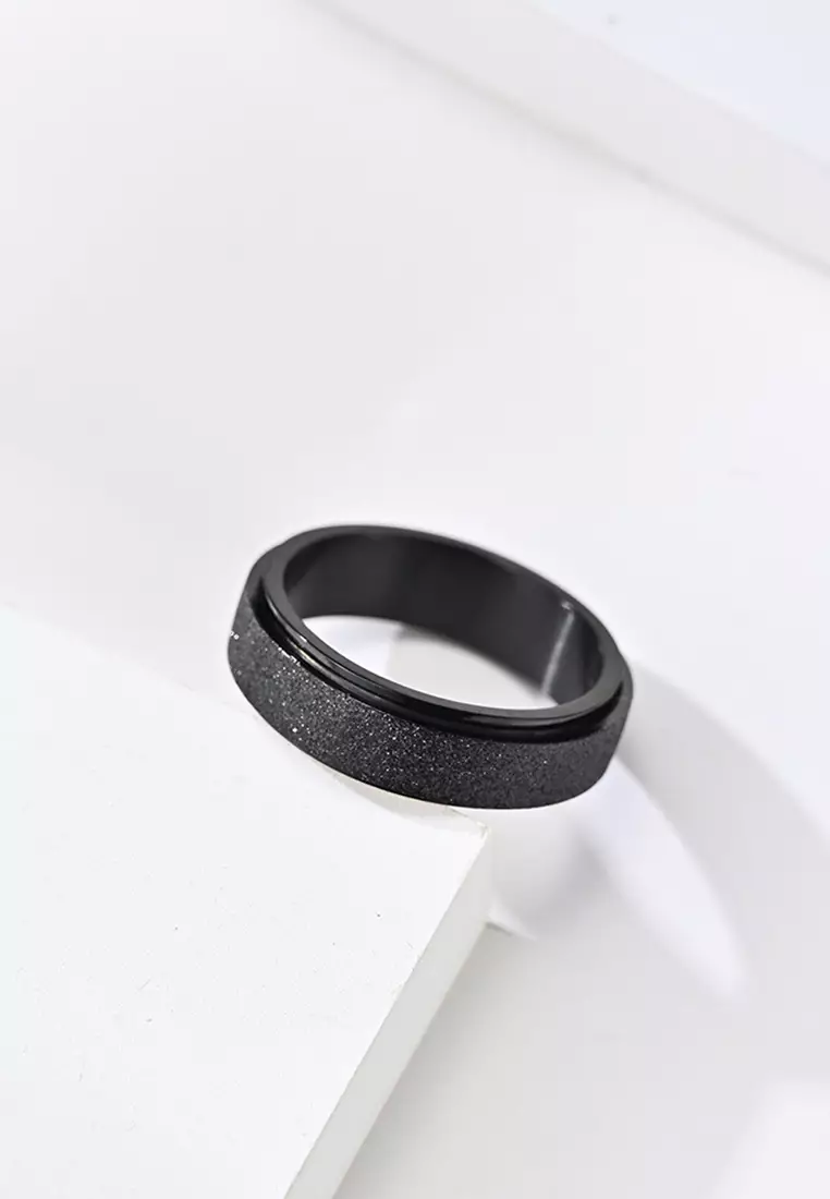 6mm Rotatable Matte Texture Titanium Steel Ring JW QF-JZ116