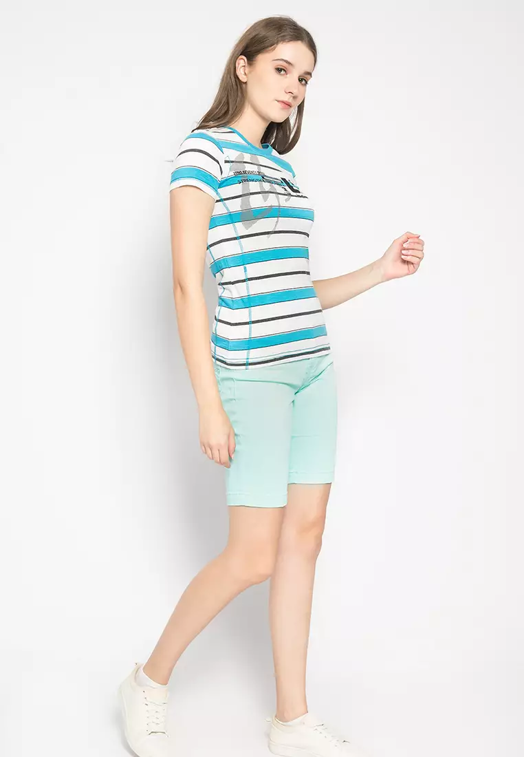 LGS - Kaos Wanita - Motif Salur - Warna Biru LTS.520.O834M.095.C