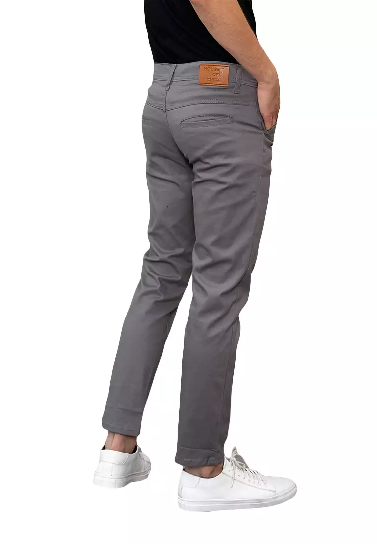 Celana Chino Panjang Pria Slim fit Jeans Abu tua