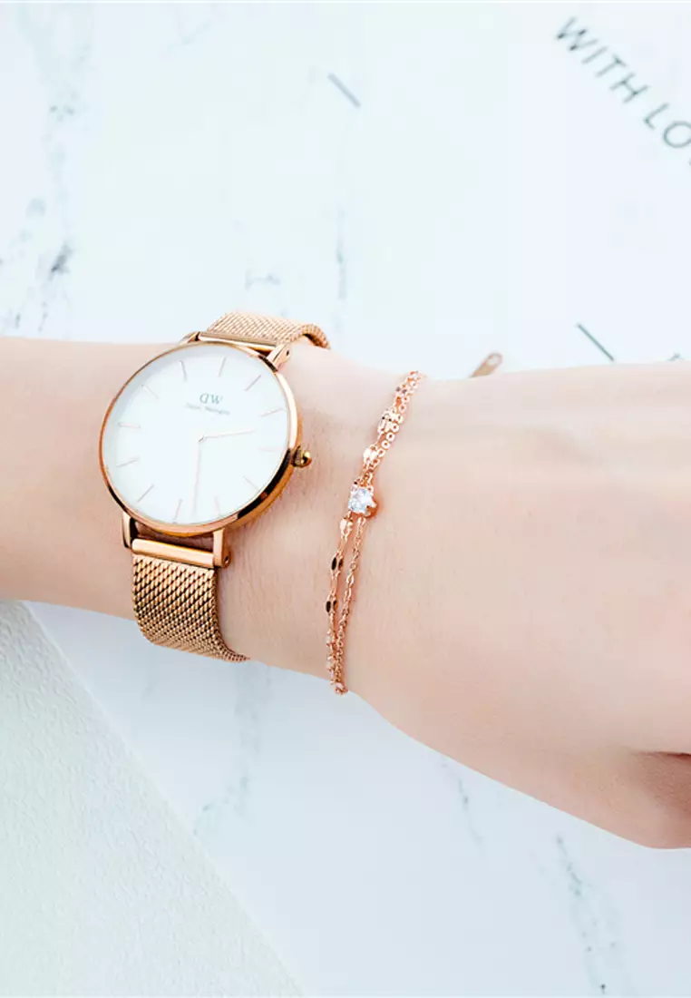 Elsie 单钻双层手链（玫瑰金）