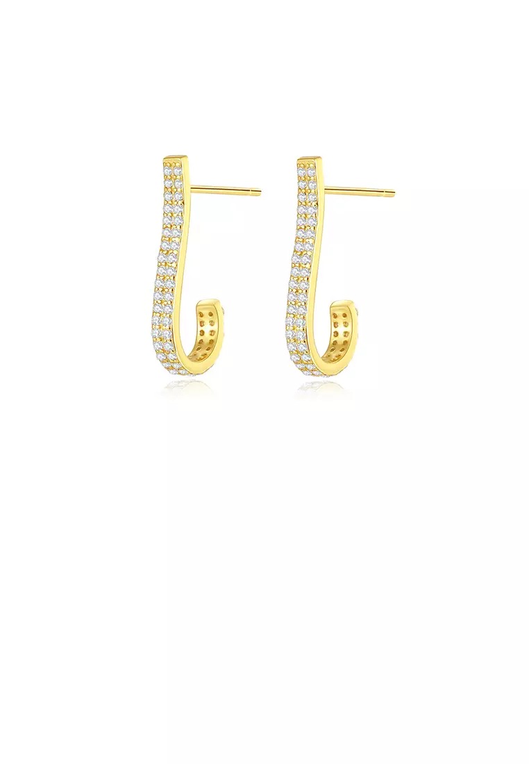 Gold line stud earrings top