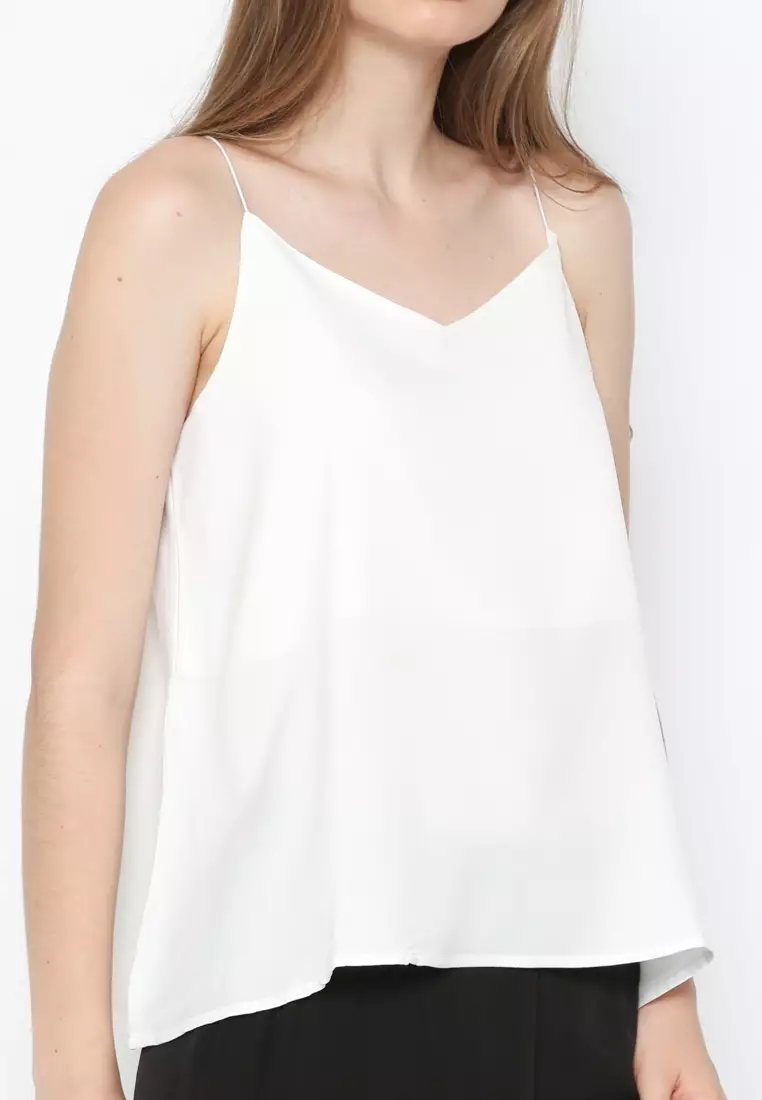 WHITE V NECK TANK TOP