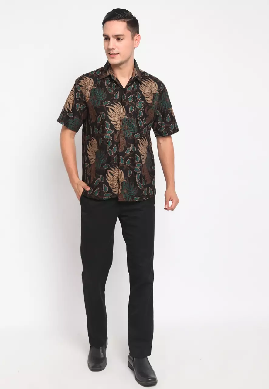 Kemeja Batik Pria Premium Slimfit Elegant Modern Lengan Pendek Candra Ijo
