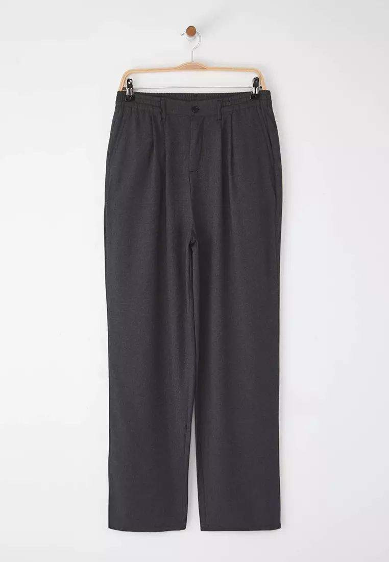 Light Gray Wide Leg Loose Fabric Baggy Trousers Tmnss23Pl00039