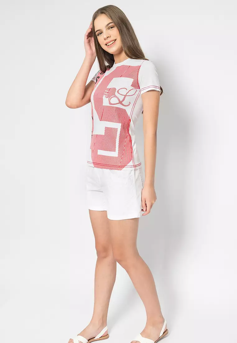 LGS Kaos Wanita Warna Putih Motif Sablon Pink LLTS.555.T705M.019.7C