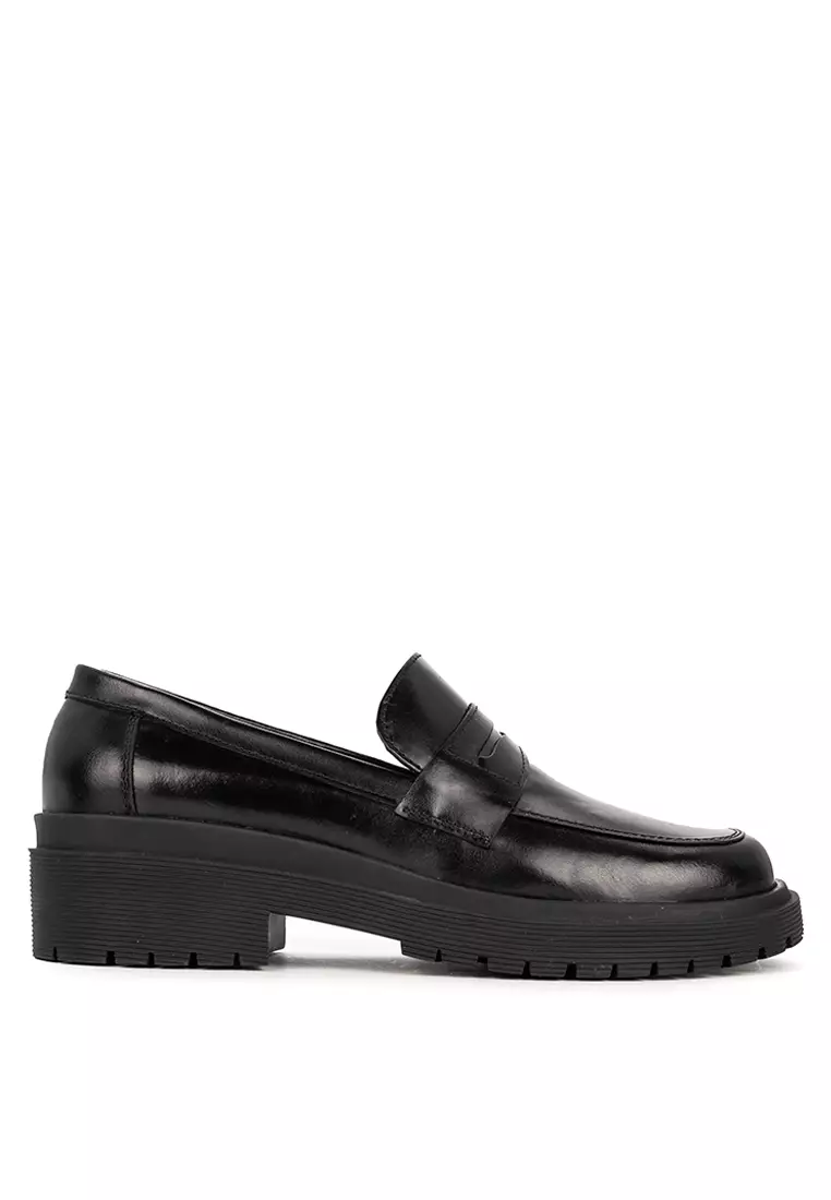 Discount on Bristol Shoes  shoes - SKU: Anastasie Black Lug Sole Penny Loafer