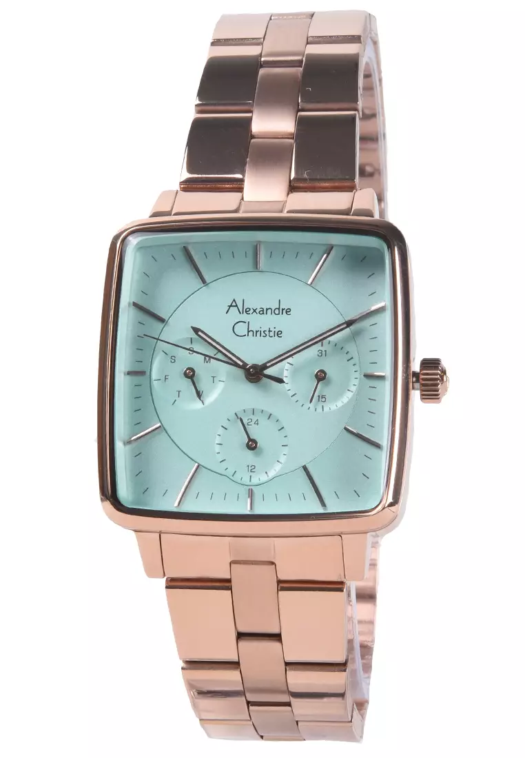Alexandre Christie - Jam Tangan Wanita - Rosegold Green - Stainless Steel Bracelet - 5003 BFRRGGN