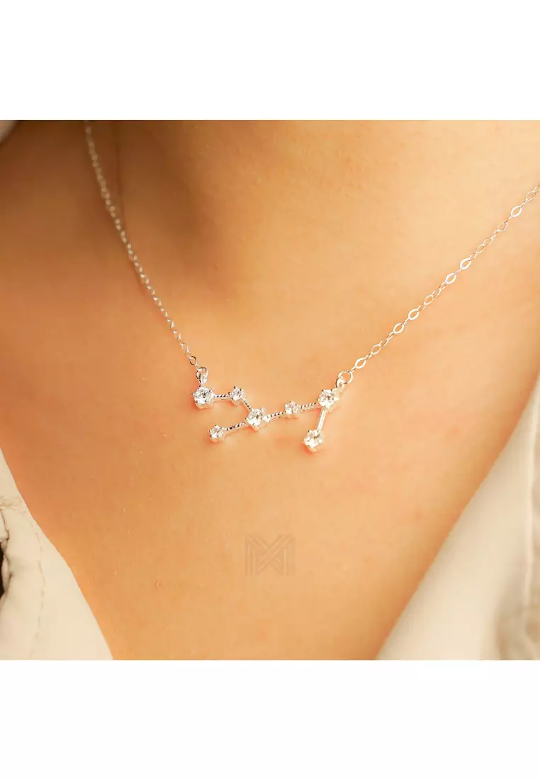 Match The Stars Virgo Constellation Silver Necklace with 925 Sterling Silver