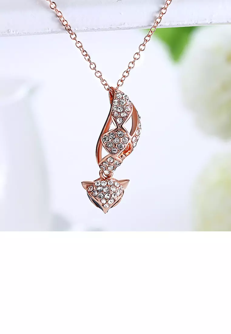 Buy Glamorousky Fashio Plated Rose Gold Fox Pendant with Austrian