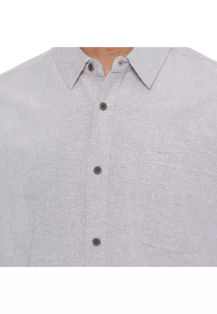 RBJ Kemeja Polos Cotton Abu Muda Regular Fit Pria
