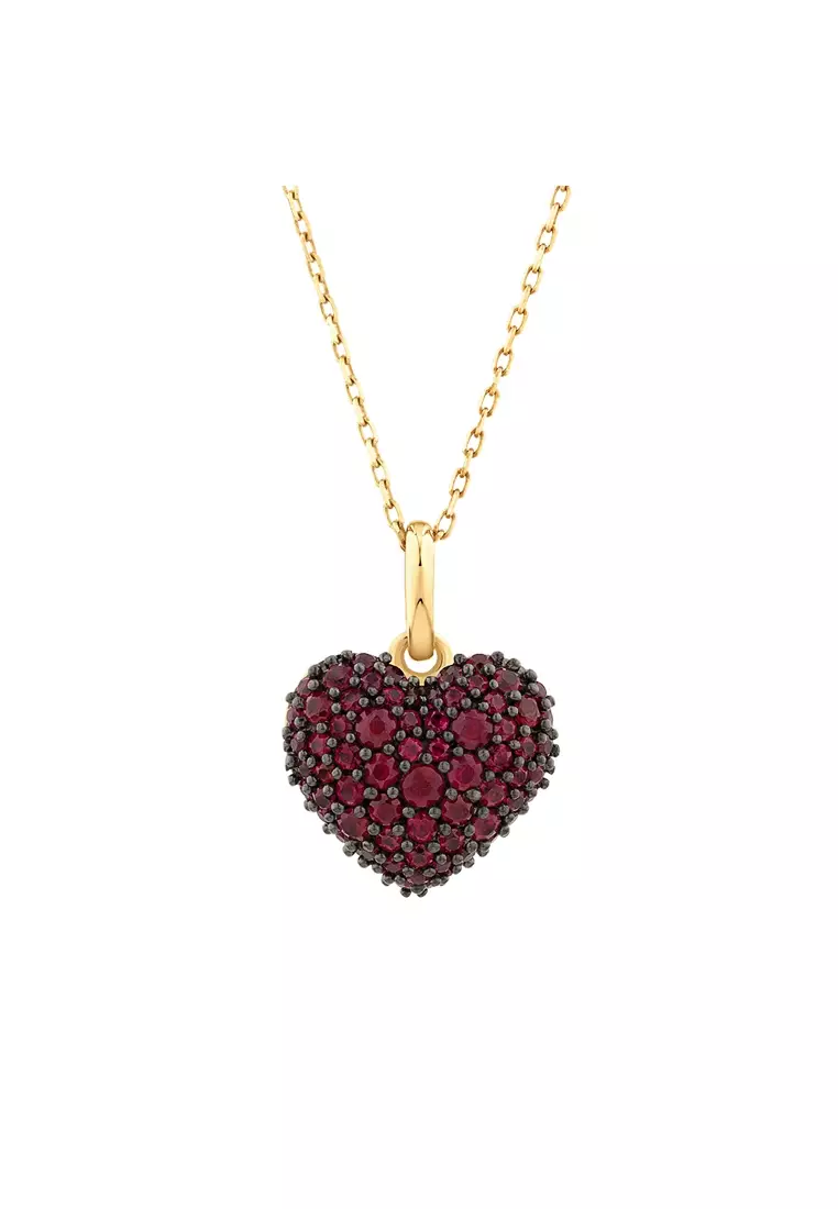 Gold heart necklace best sale with ruby