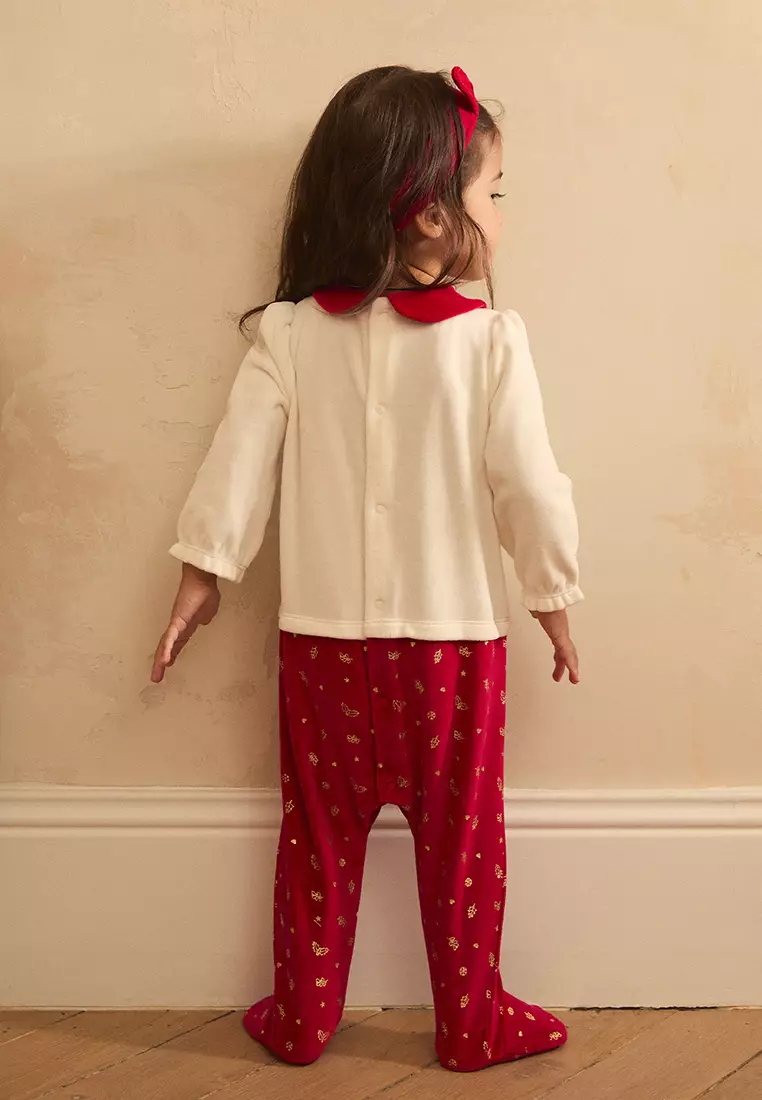 Velvet Romper Pyjamas with Headband