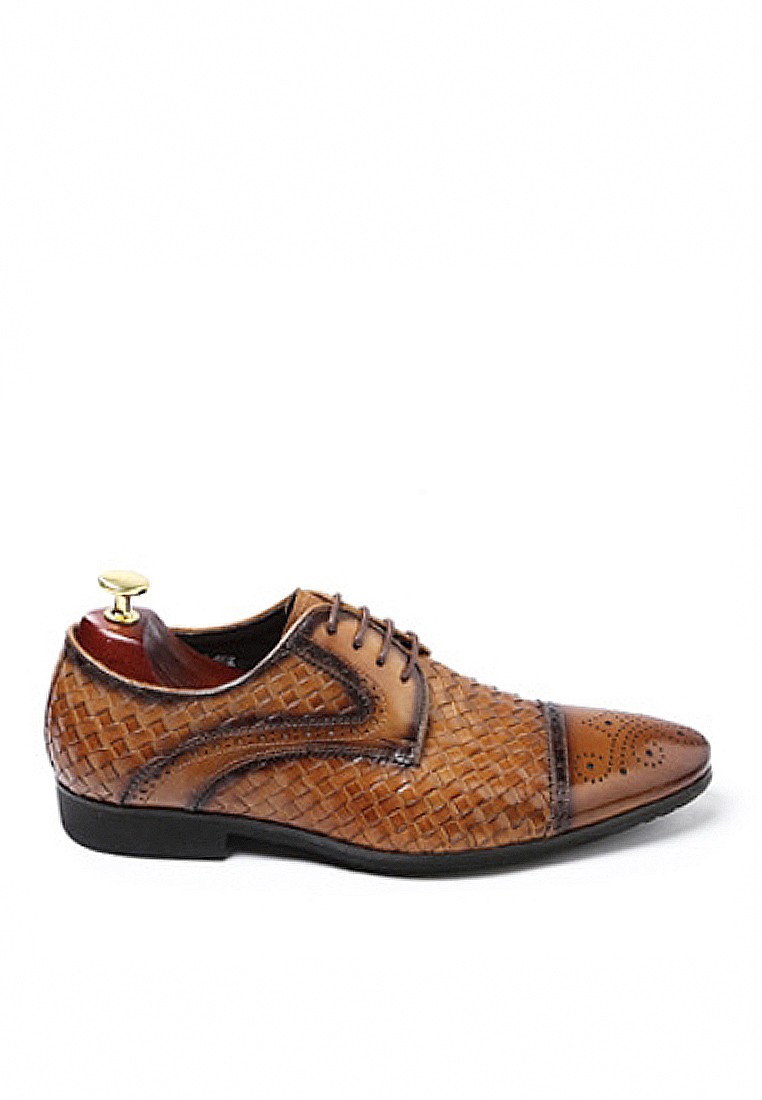 VANSA Brogue Braided Top Layer Cowhide Business Shoes VSM-F028