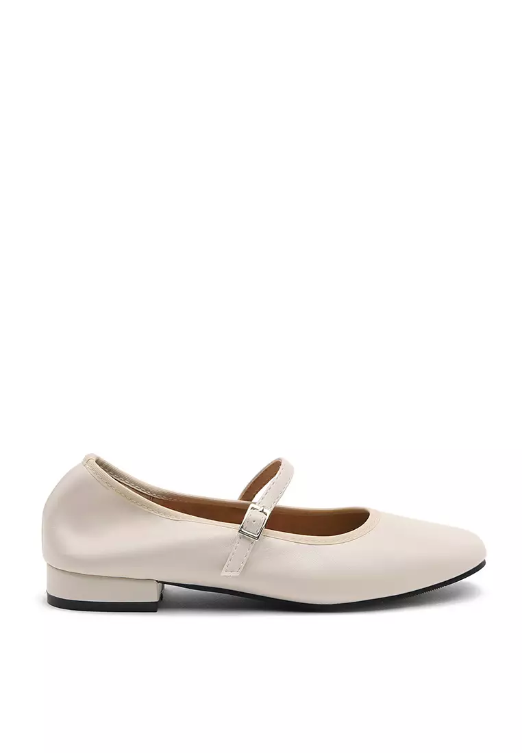 Charlotte Maryjane Flats (2cm) - Ivory