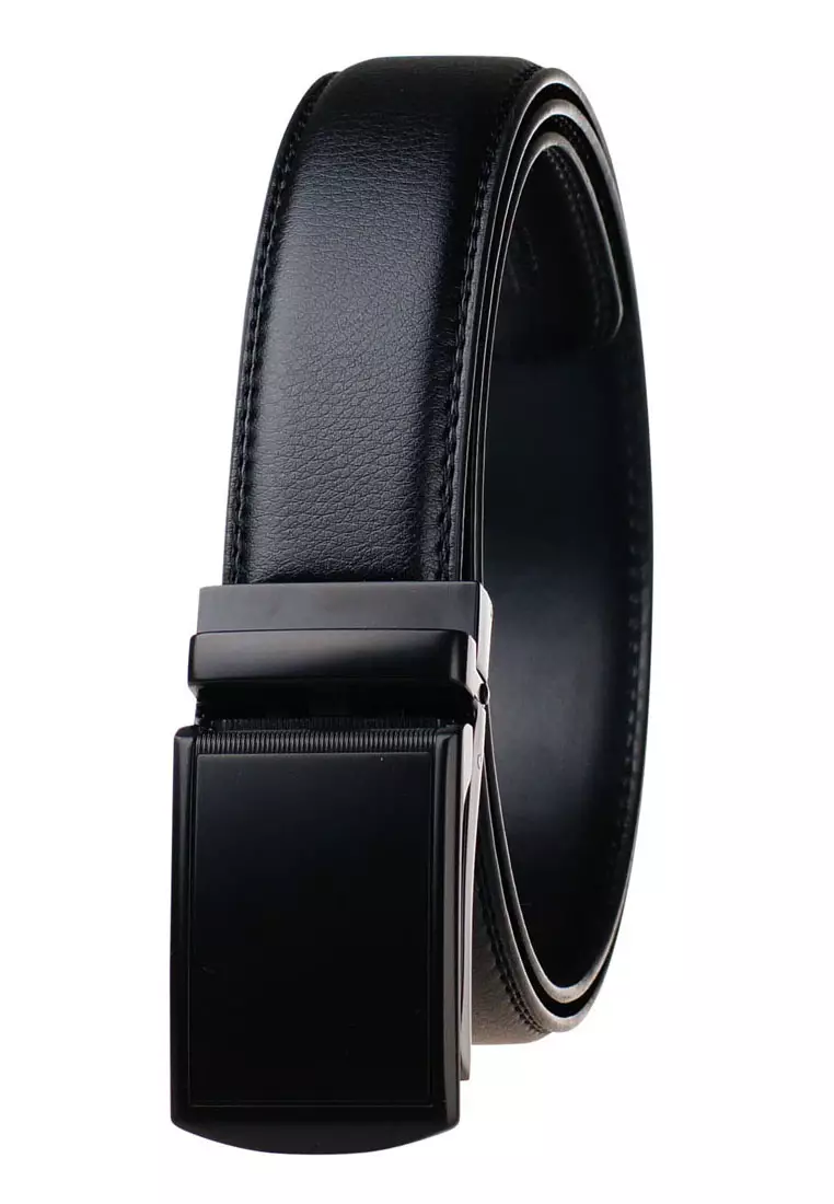 Barry.wang Mens Ratchet Belt,Genuine Leather Belt with Automatic Buckle Alloy,Gift Set for Men