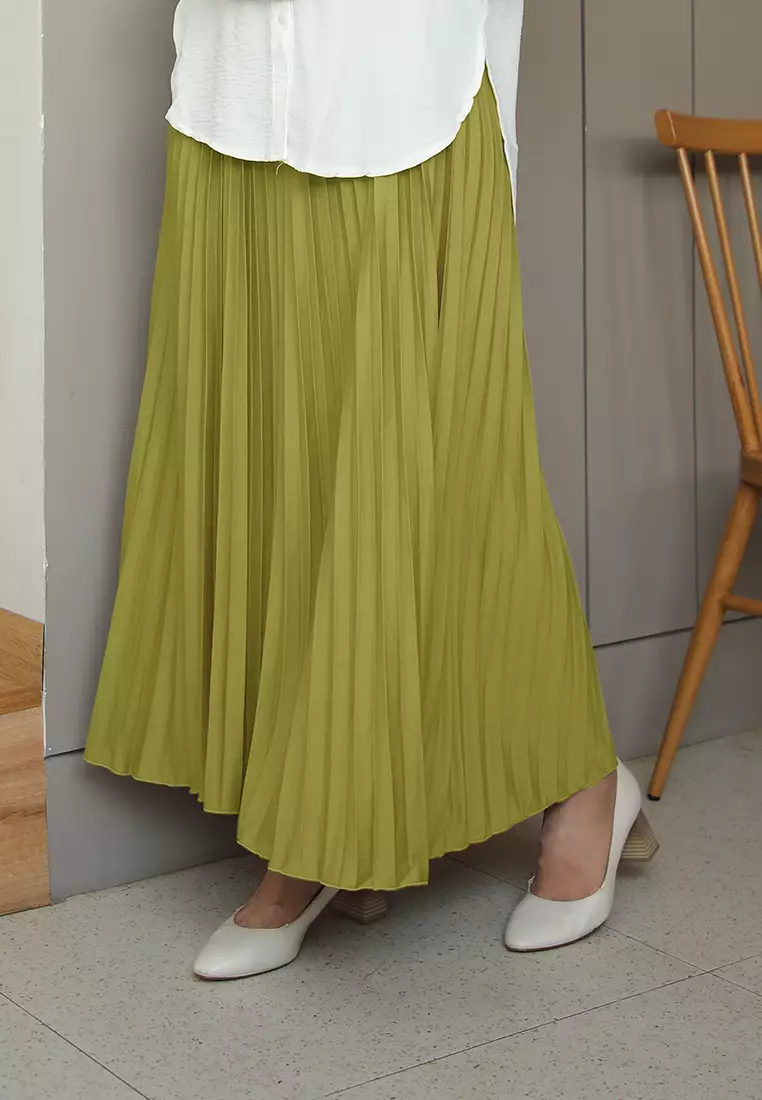 Cotton Bee - Rok Plisket Niana Aline Basic - Lemon Grass