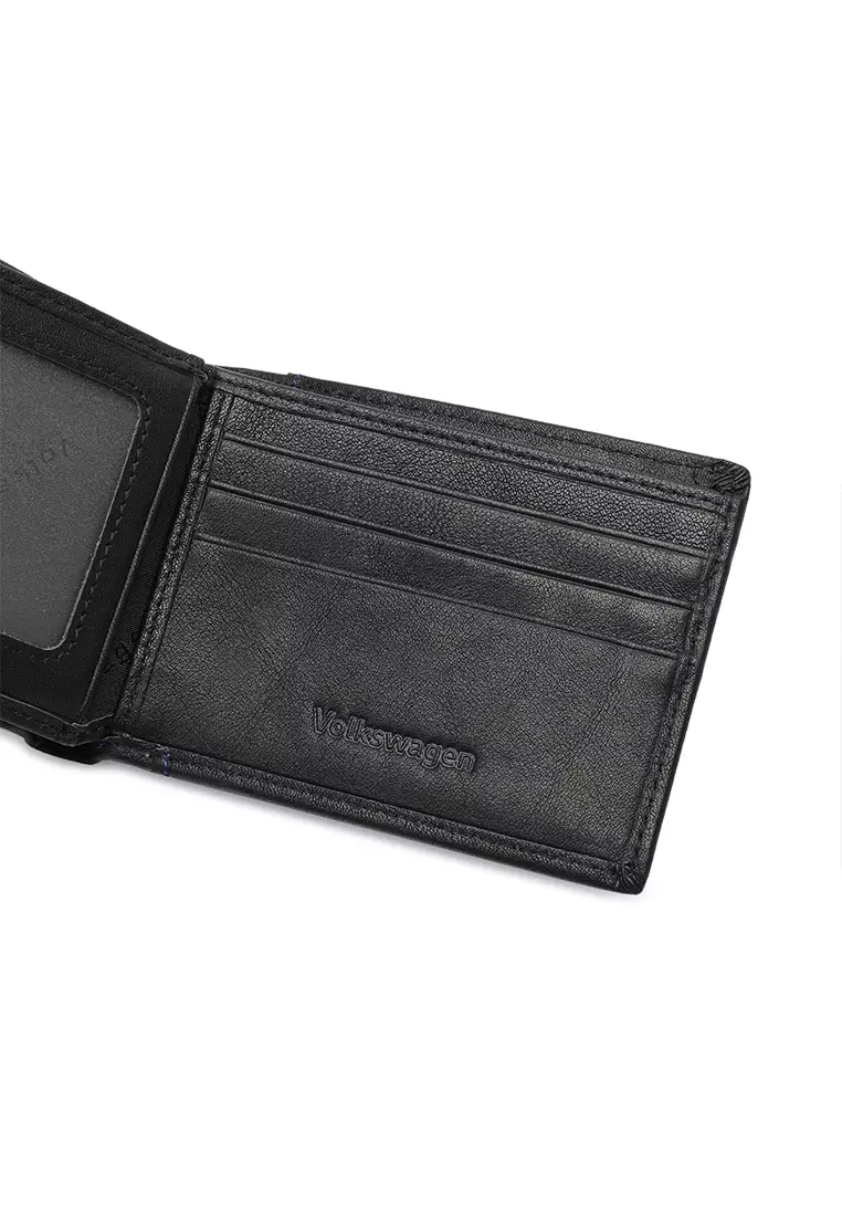 Buy Volkswagen Men's RFID Genuine Leather Bi Fold Center Flap Short ...