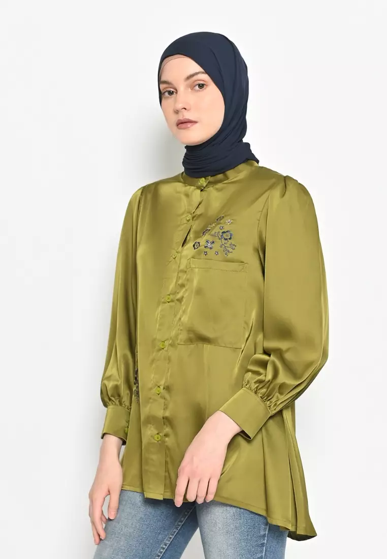 Jasmina Embroidery Blouse Lime