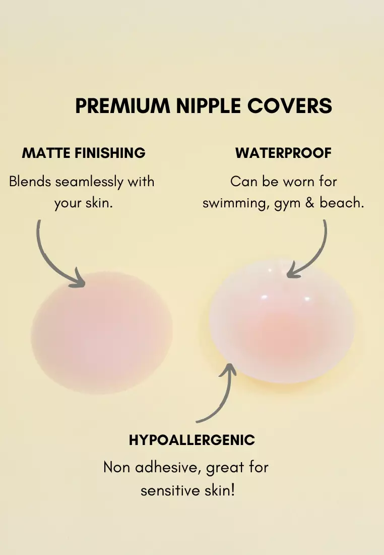 Premium Non Adhesive Nipple Cover + 5cm Body Tape Roll + Clothes Tape Lingerie in Black