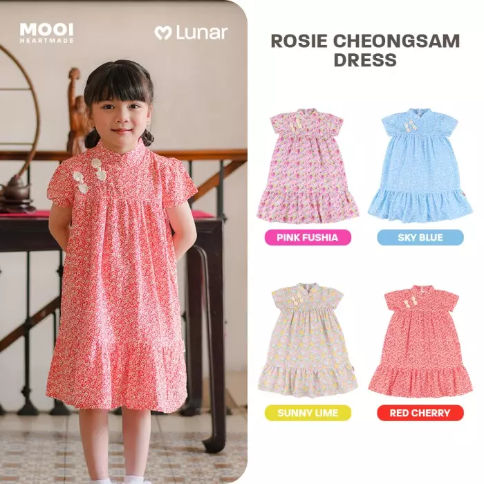 Mooi Dress Anak Perempuan Lunar Collection Rosie Cheongsam Dress - Sunny Lime