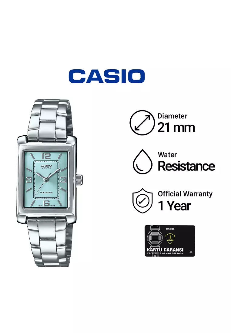 Casio LTP-1234DD-2A - Jam Tangan Analog Wanita - Silver Stainless Case Blue Dial