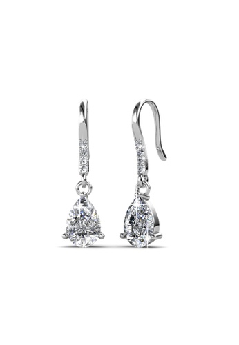 Her Jewellery white and silver Dew Drop Earrings (White) -  Made with premium grade crystals from Austria HE210AC30HIBSG_1