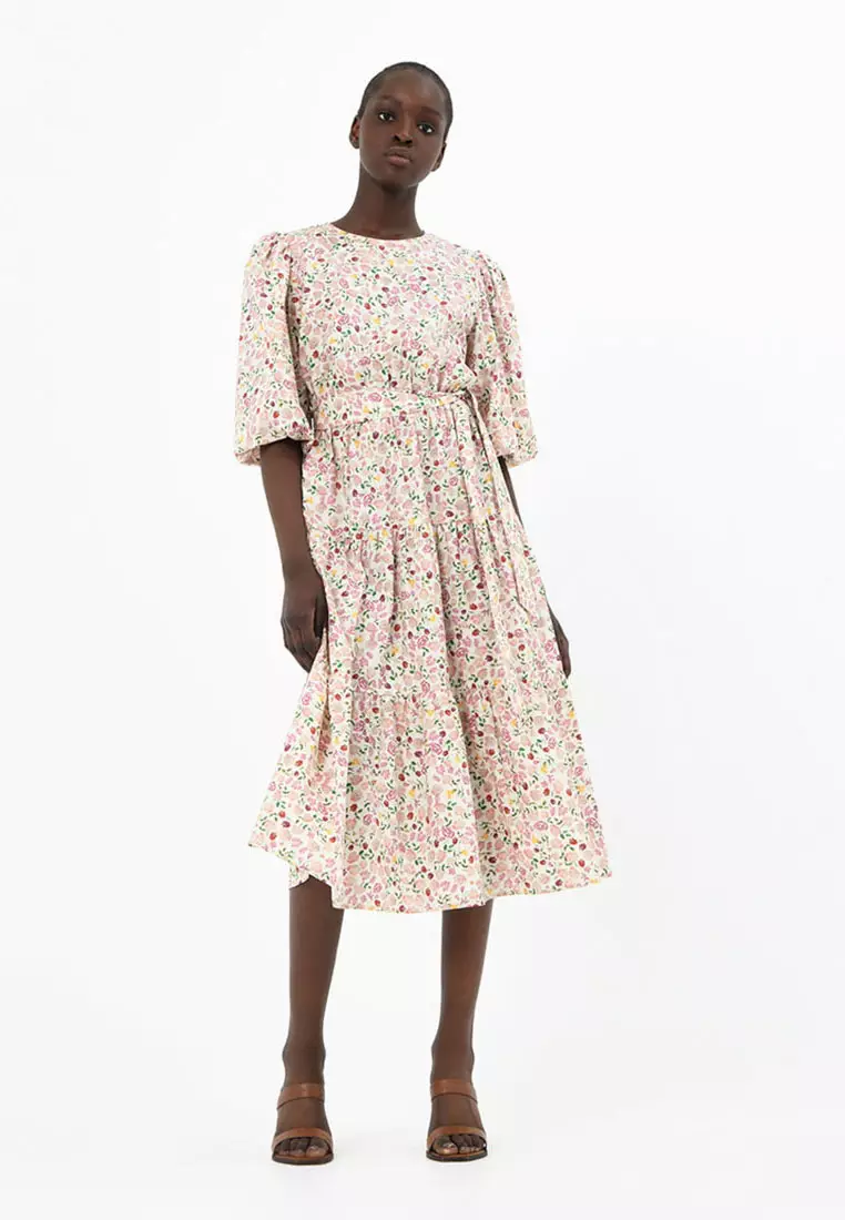 Doha Floral Print Cotton Dress
