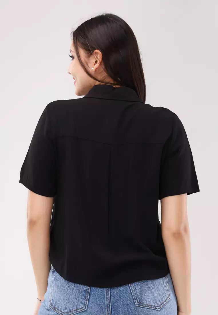 Soft Linen Woven Short Sleeves Blouse