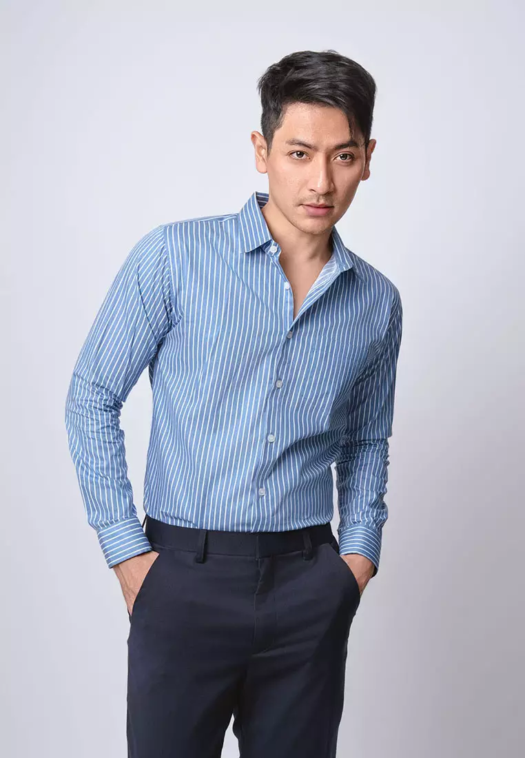 Hugo Stripe Shirt Blue Sky LS